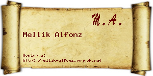 Mellik Alfonz névjegykártya